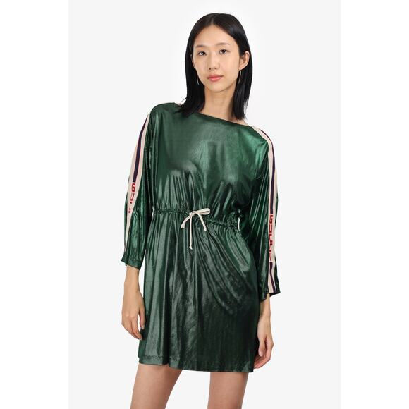 ❤️Gucci Green Metallic Bateau Neckline Mini Dress❤️ - Picture 1 of 2
